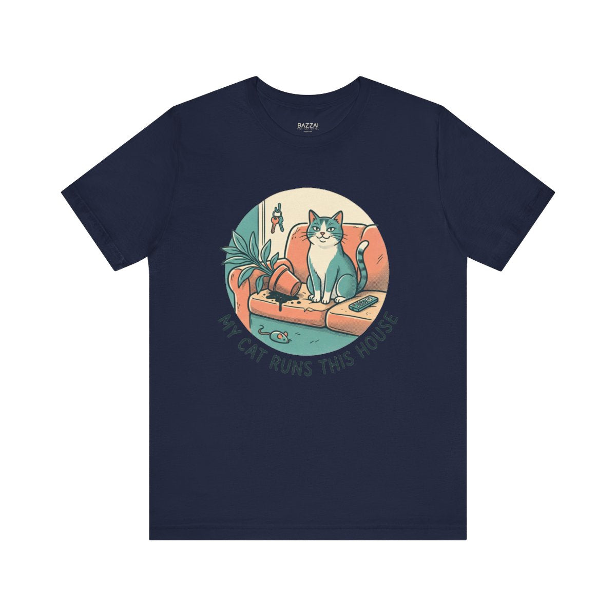 Cat Lover Humor T-Shirt — My Cat Runs This House — t-shirt design