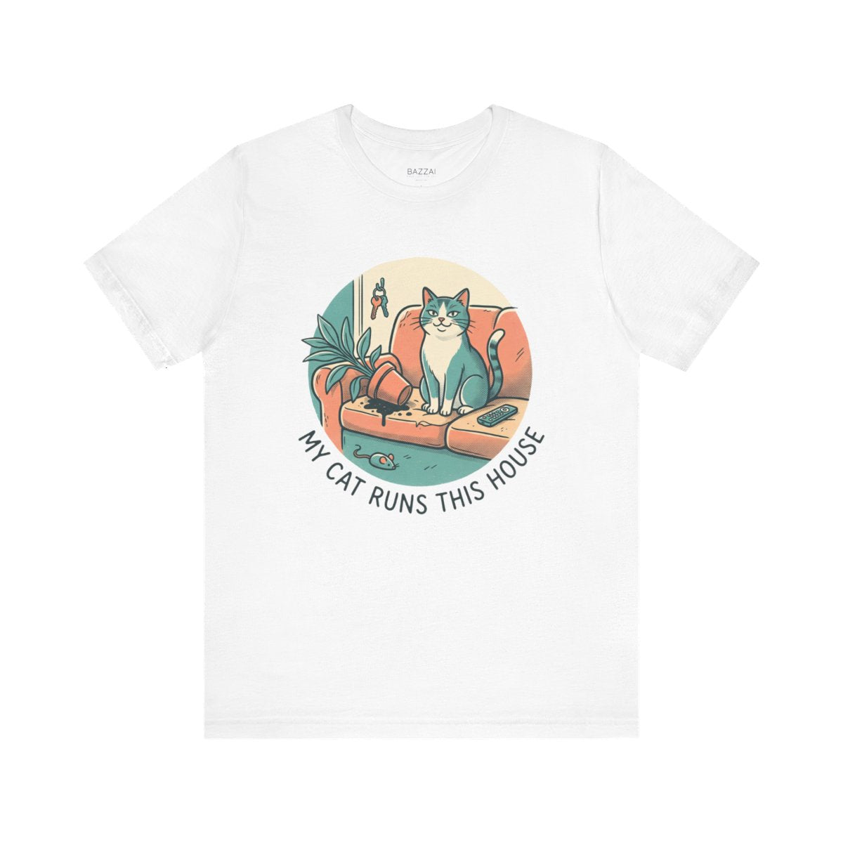 Cat Lover Humor T-Shirt — My Cat Runs This House — t-shirt design