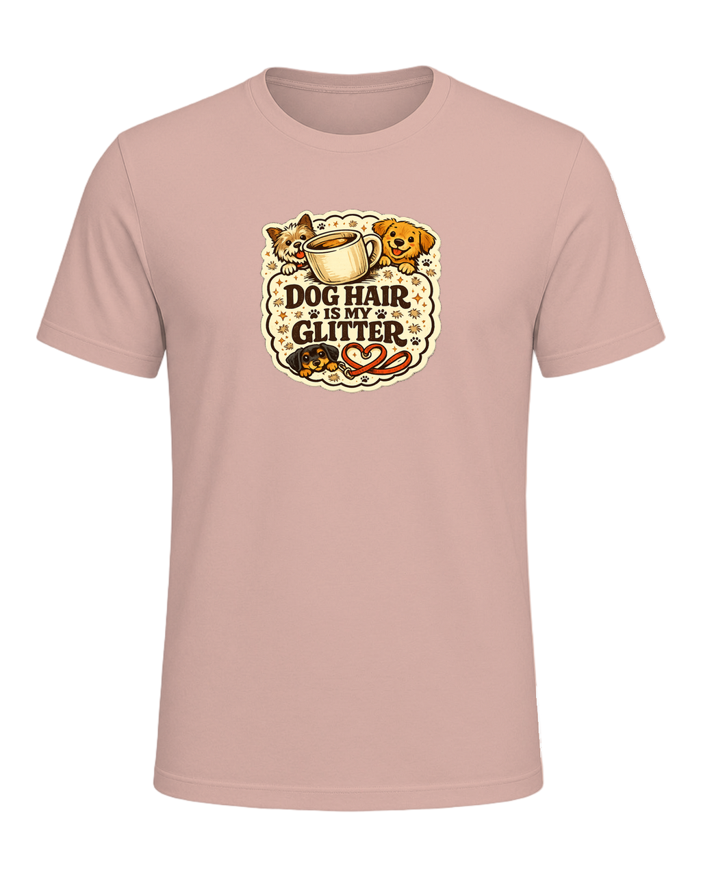 A cozy funny dog mom tee for anyone who treats pet hair like part of the outfit. — Heather Prism Peach