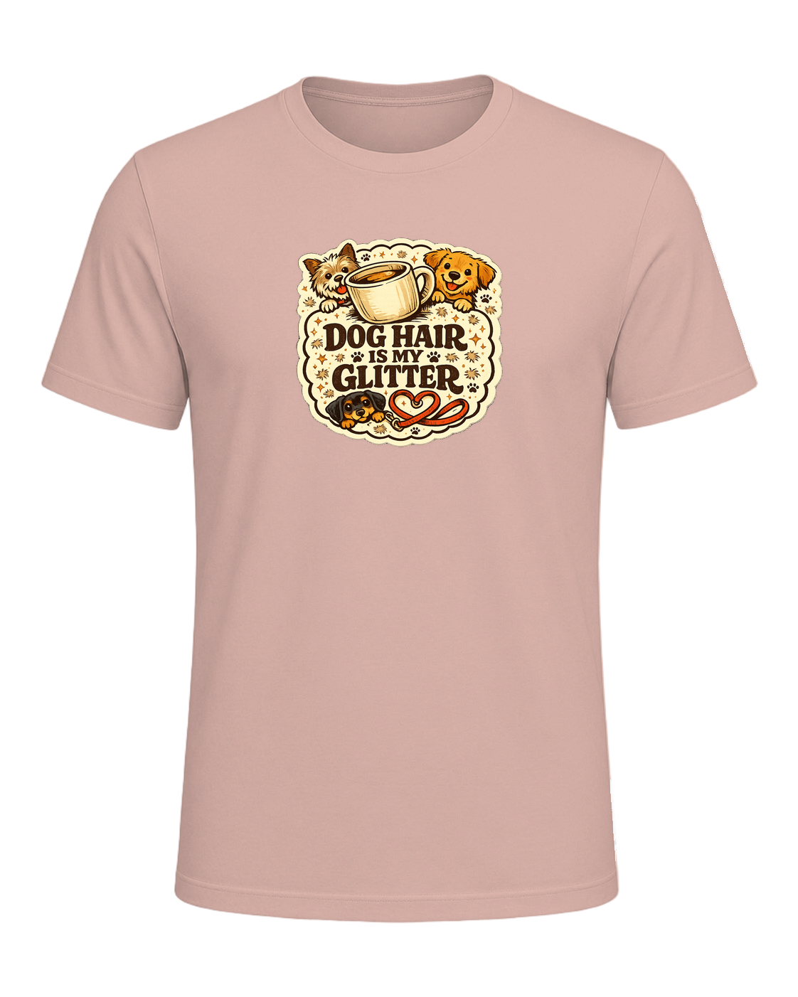 A cozy funny dog mom tee for anyone who treats pet hair like part of the outfit. — Heather Prism Peach