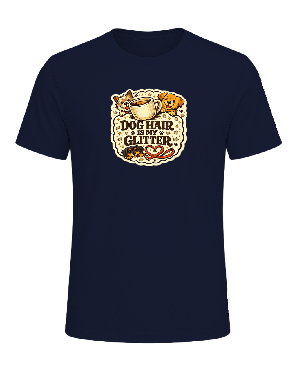 A cozy funny dog mom tee for anyone who treats pet hair like part of the outfit. — Navy