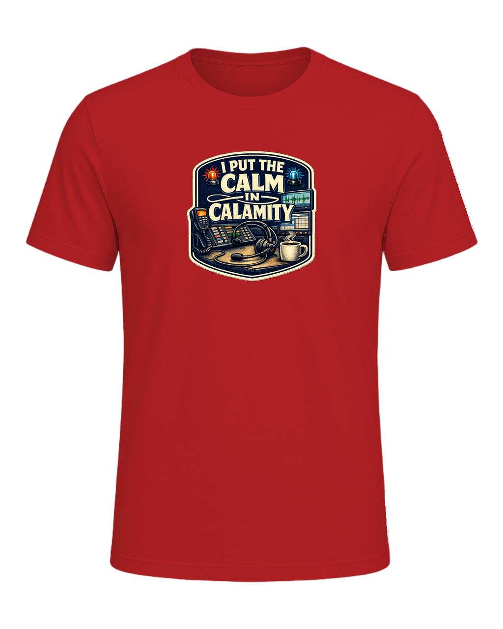 A funny 911 dispatcher tee for the calm voice in everyone else’s emergency. — Red