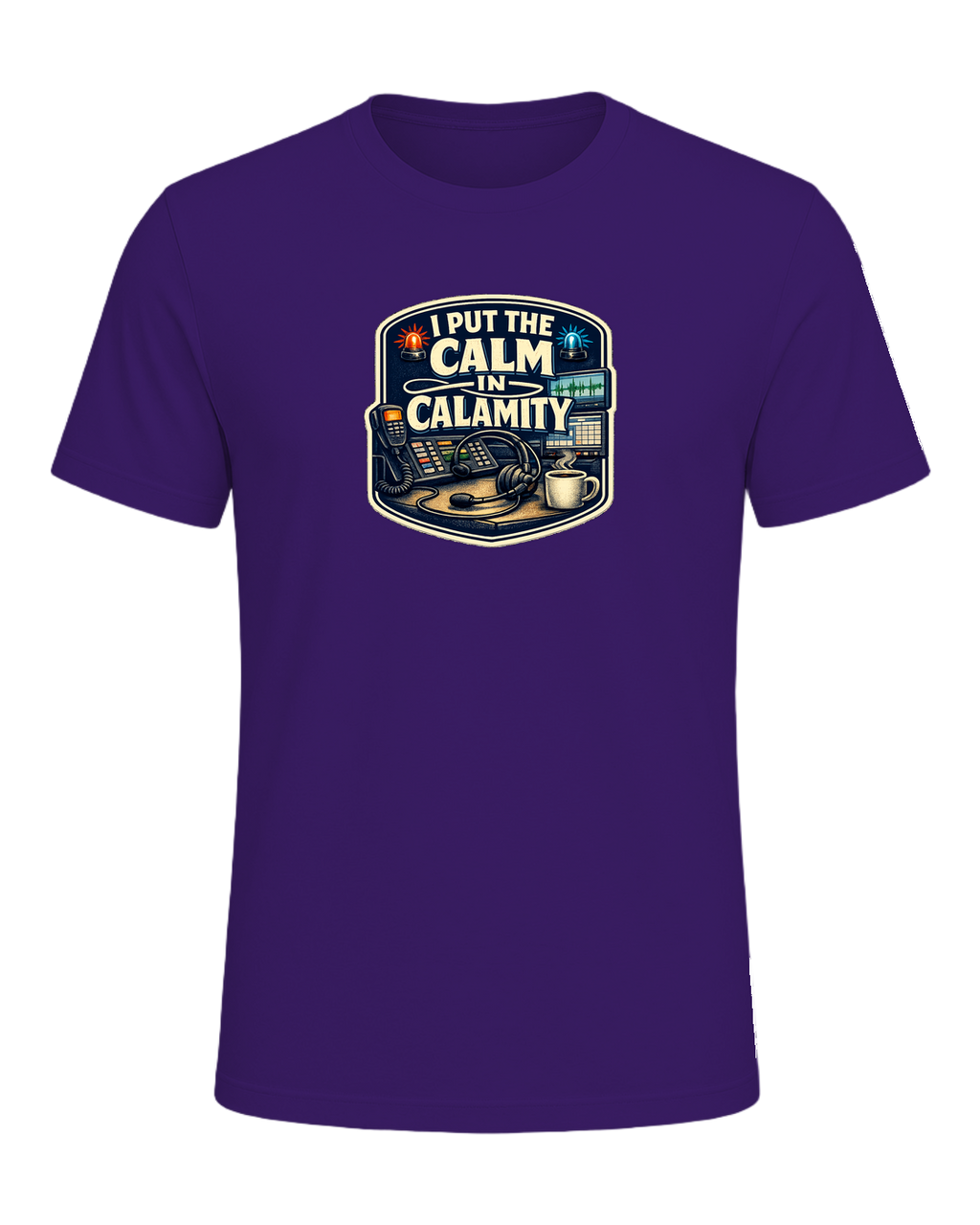 A funny 911 dispatcher tee for the calm voice in everyone else’s emergency. — Team Purple