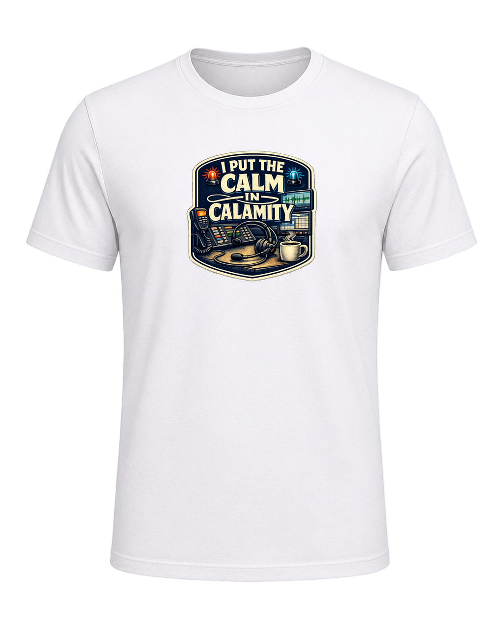 A funny 911 dispatcher tee for the calm voice in everyone else’s emergency. — White