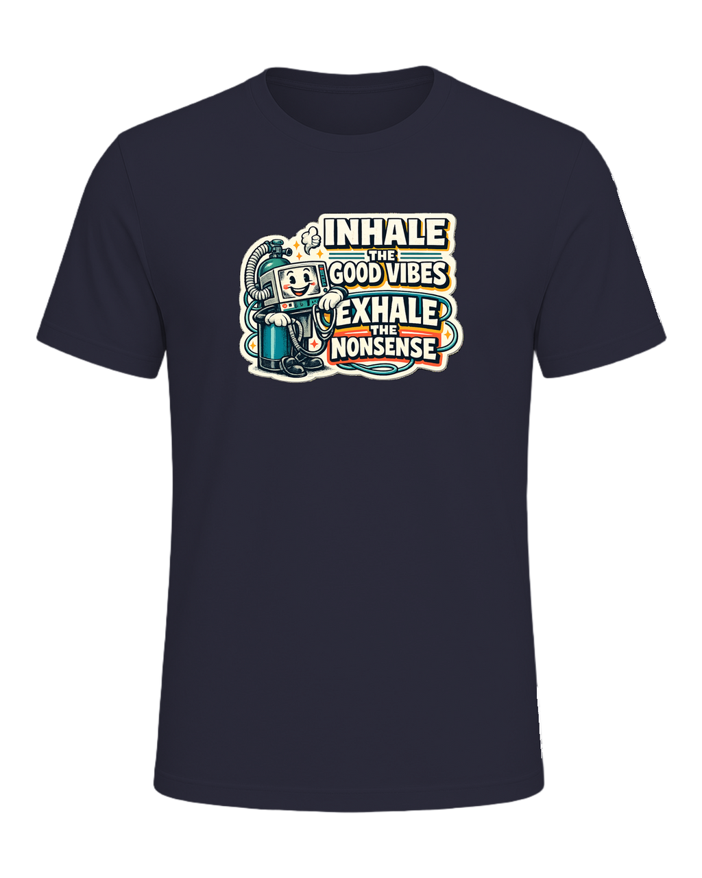 Inhale The Good Vibes Exhale The Nonsense Tee — Heather Navy
