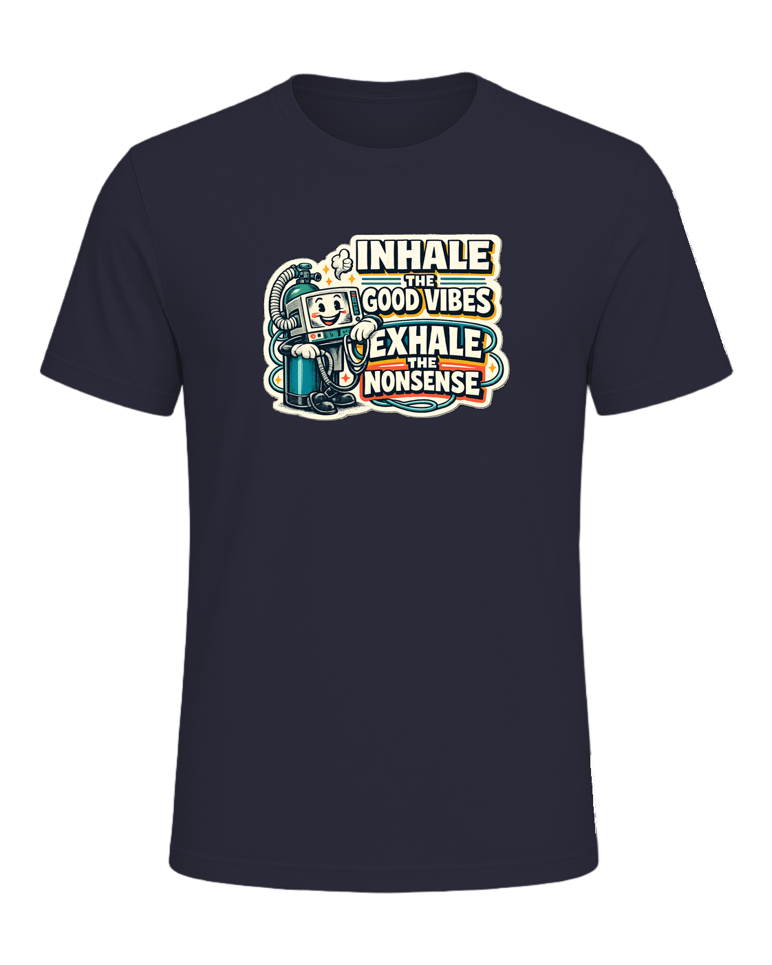 Inhale The Good Vibes Exhale The Nonsense Tee — Heather Navy