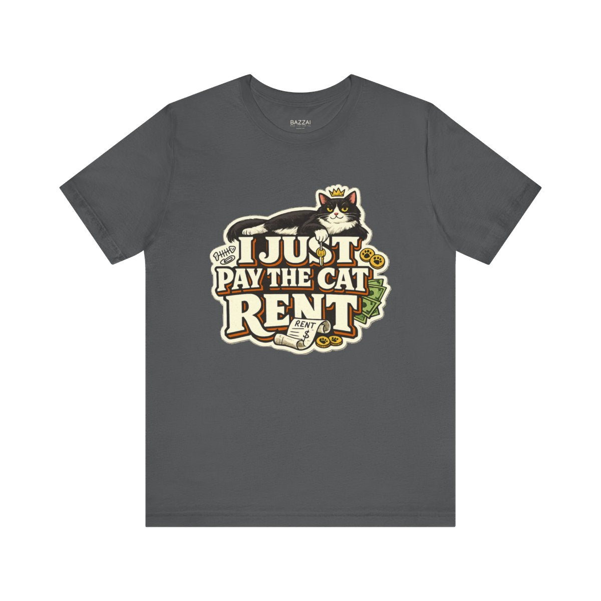 Cat Dad T-Shirt — I Just Pay the Cat Rent — t-shirt design by Margaux