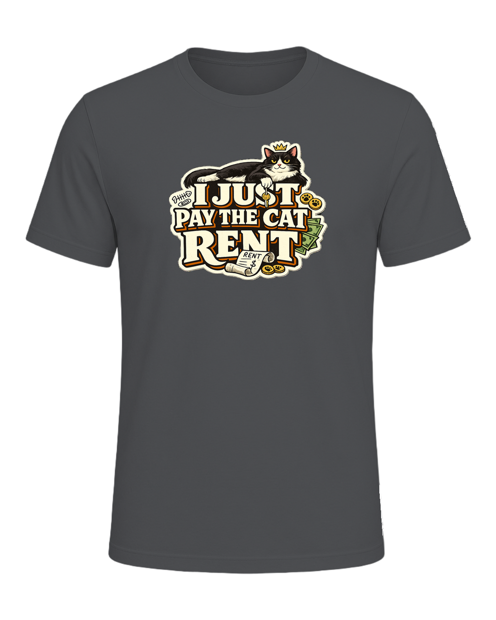I Just Pay The Cat Rent Tee — Asphalt