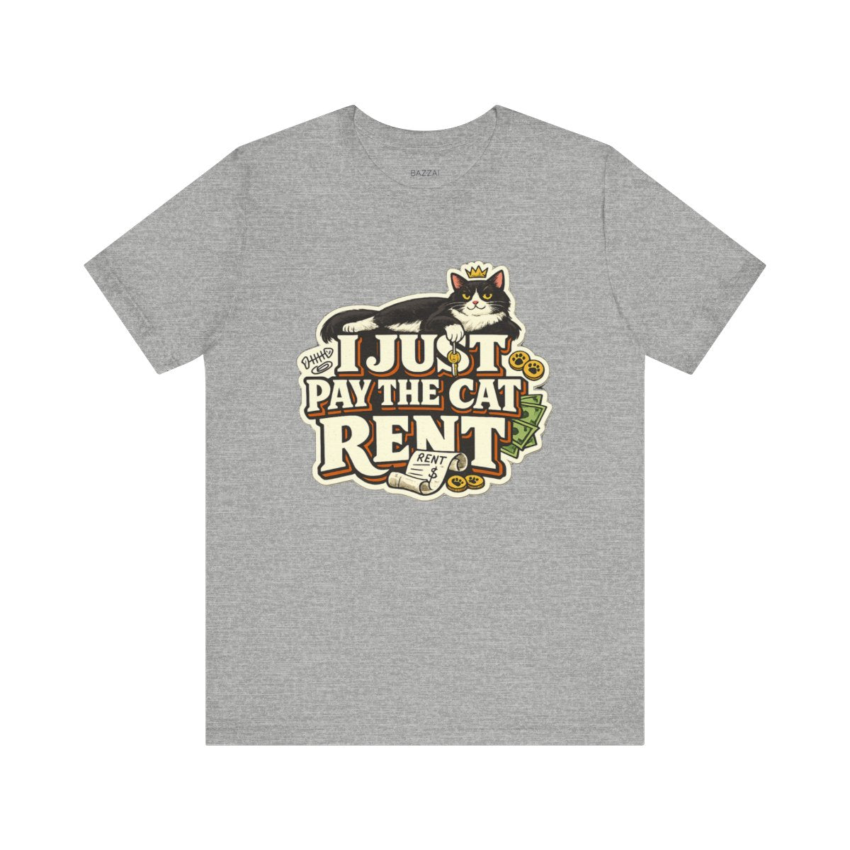 Cat Dad T-Shirt — I Just Pay the Cat Rent — t-shirt design by Margaux