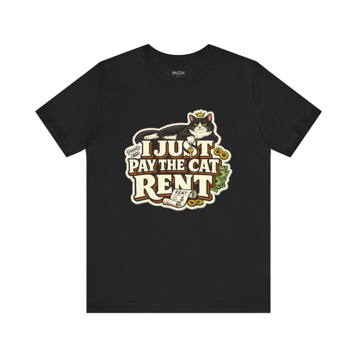 Cat Dad T-Shirt — I Just Pay the Cat Rent — t-shirt design by Margaux
