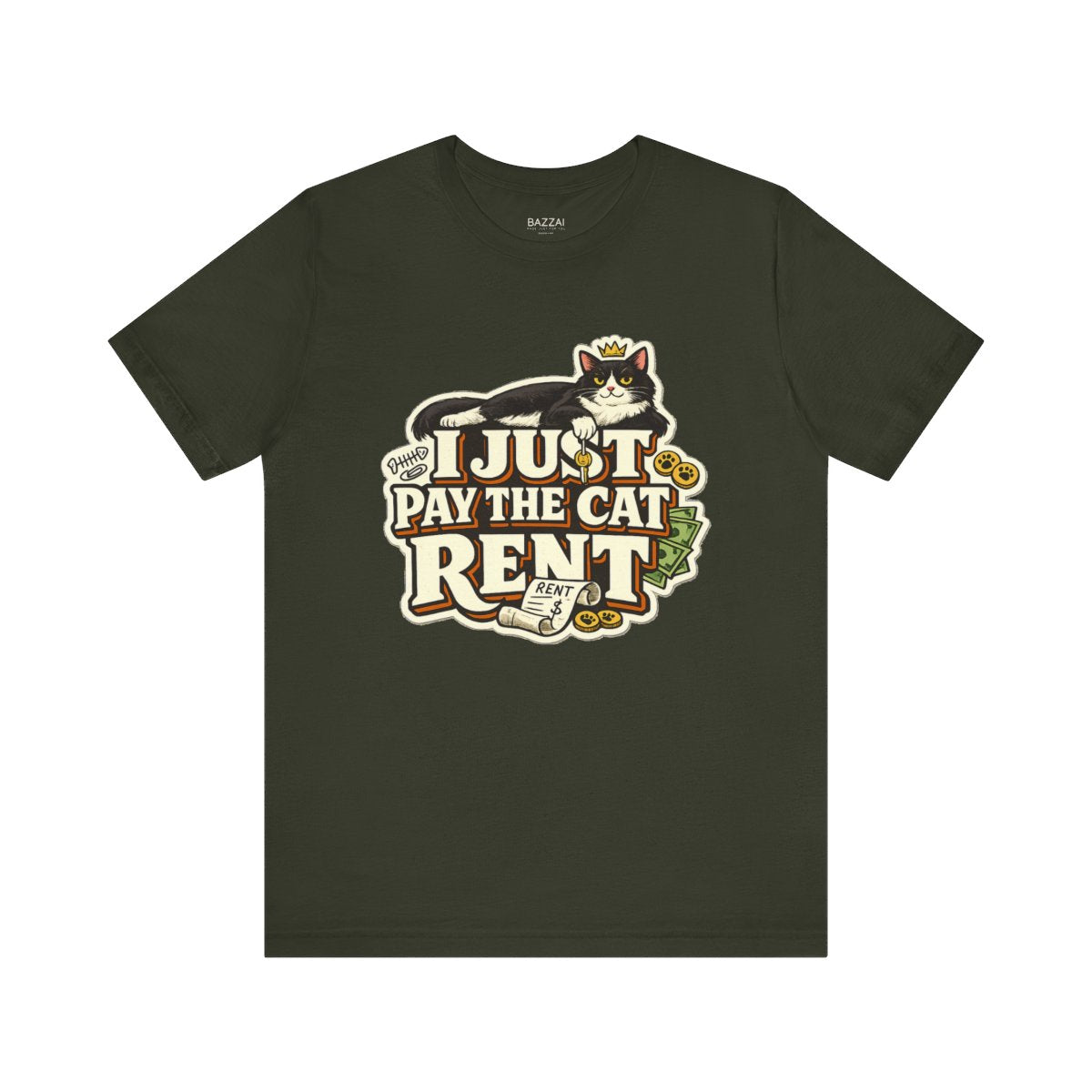 Cat Dad T-Shirt — I Just Pay the Cat Rent — t-shirt design by Margaux