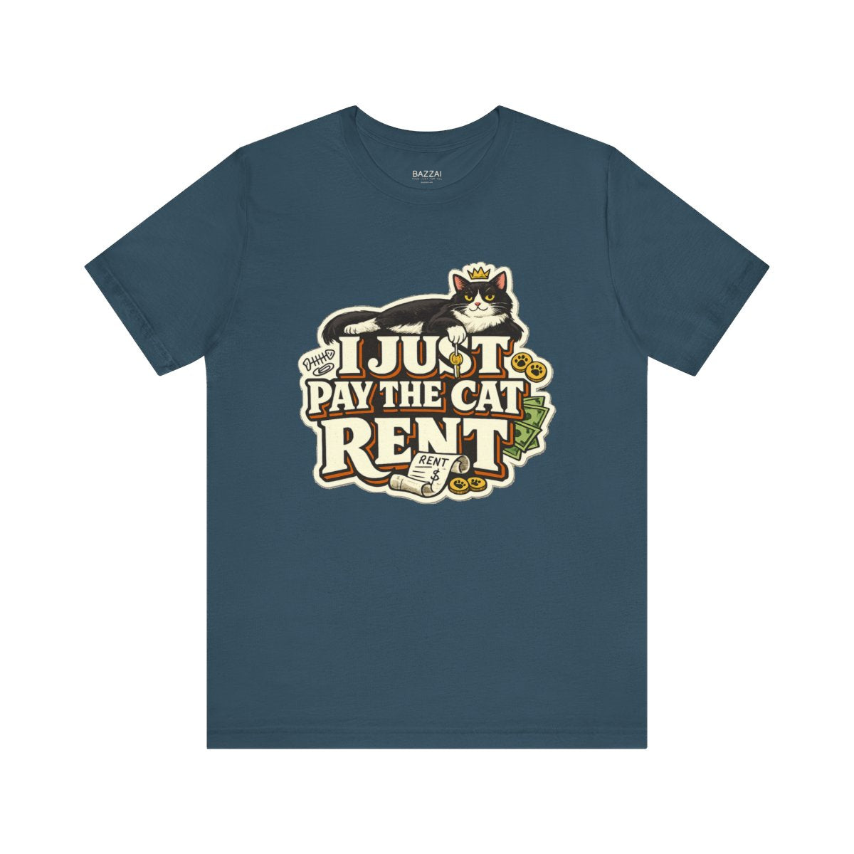 Cat Dad T-Shirt — I Just Pay the Cat Rent — t-shirt design by Margaux