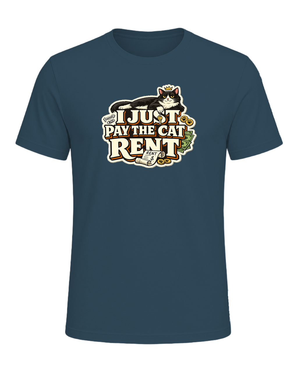 I Just Pay The Cat Rent Tee — Deep Teal
