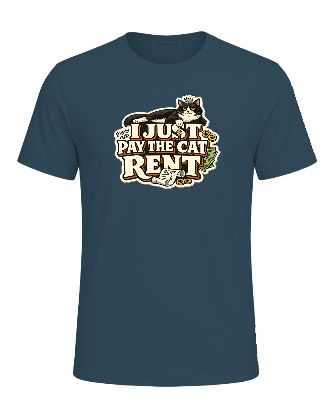 I Just Pay The Cat Rent Tee — Deep Teal
