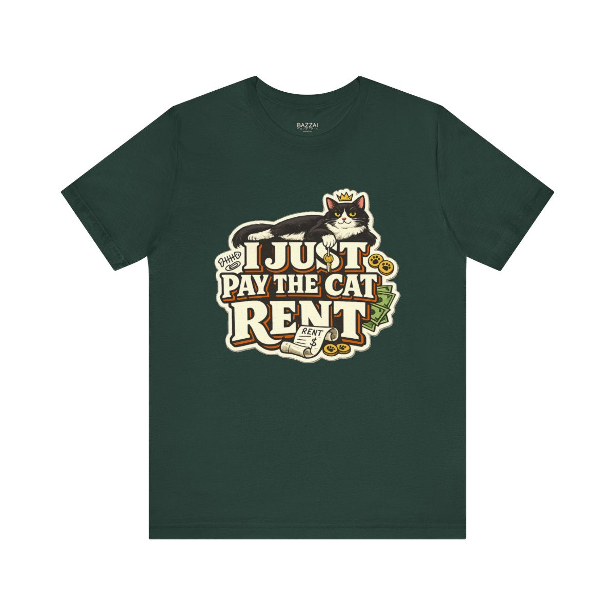 Cat Dad T-Shirt — I Just Pay the Cat Rent — t-shirt design by Margaux