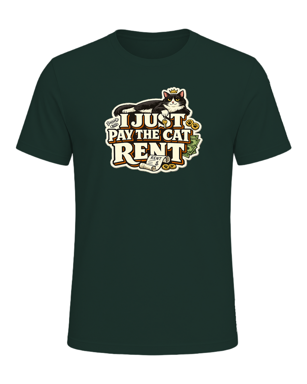 I Just Pay The Cat Rent Tee — Forest