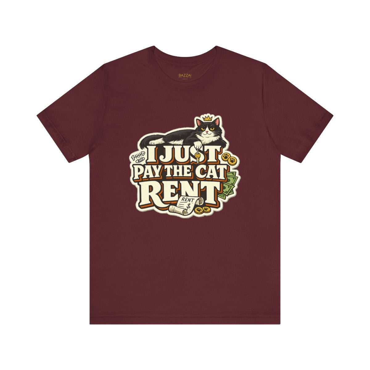 Cat Dad T-Shirt — I Just Pay the Cat Rent — t-shirt design by Margaux