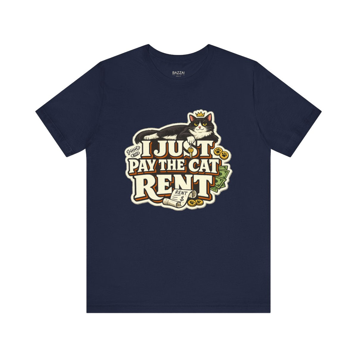 Cat Dad T-Shirt — I Just Pay the Cat Rent — t-shirt design by Margaux