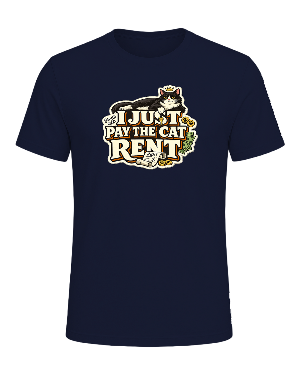 I Just Pay The Cat Rent Tee — Navy