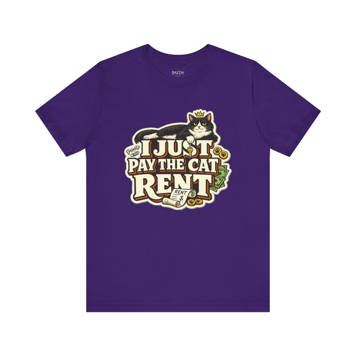 Cat Dad T-Shirt — I Just Pay the Cat Rent — t-shirt design by Margaux
