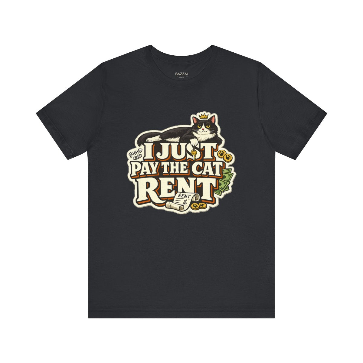 Cat Dad T-Shirt — I Just Pay the Cat Rent — t-shirt design by Margaux