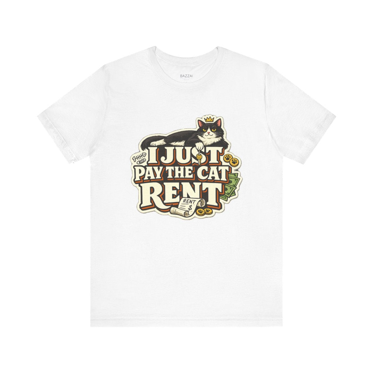 Cat Dad T-Shirt — I Just Pay the Cat Rent — t-shirt design by Margaux