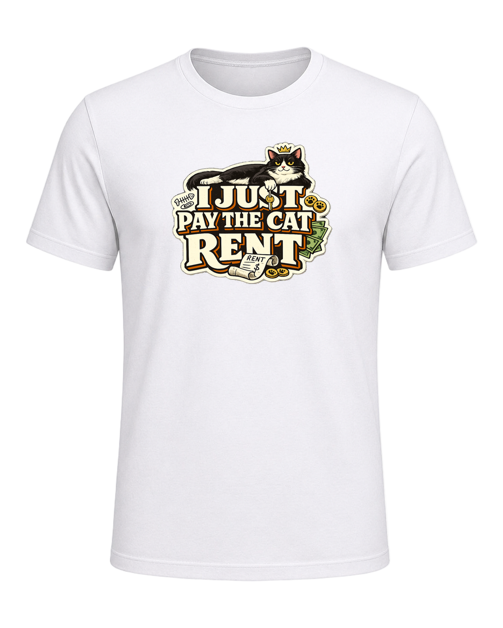 I Just Pay The Cat Rent Tee — White