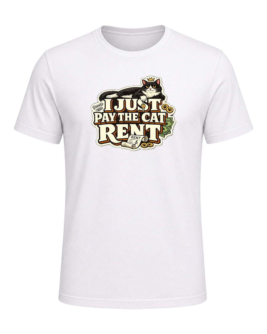 I Just Pay The Cat Rent Tee — White