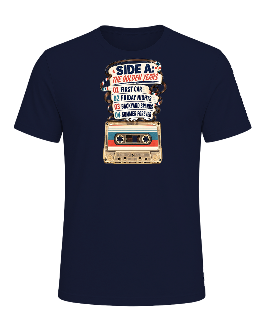 80s Cassette Nostalgia — Navy