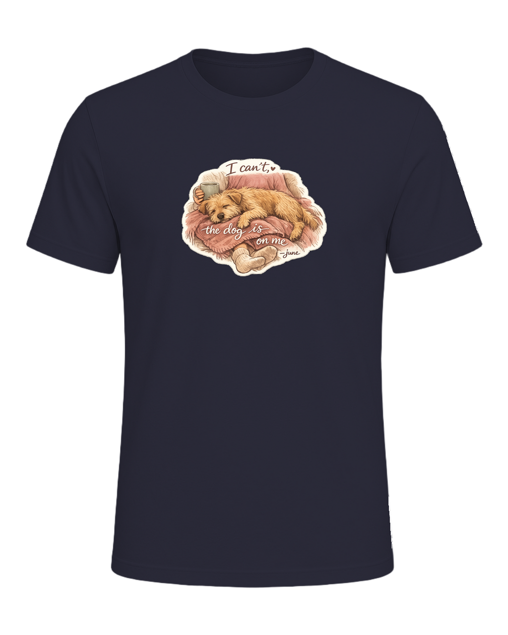I Can't, The Dog Is On Me Tee — Heather Navy