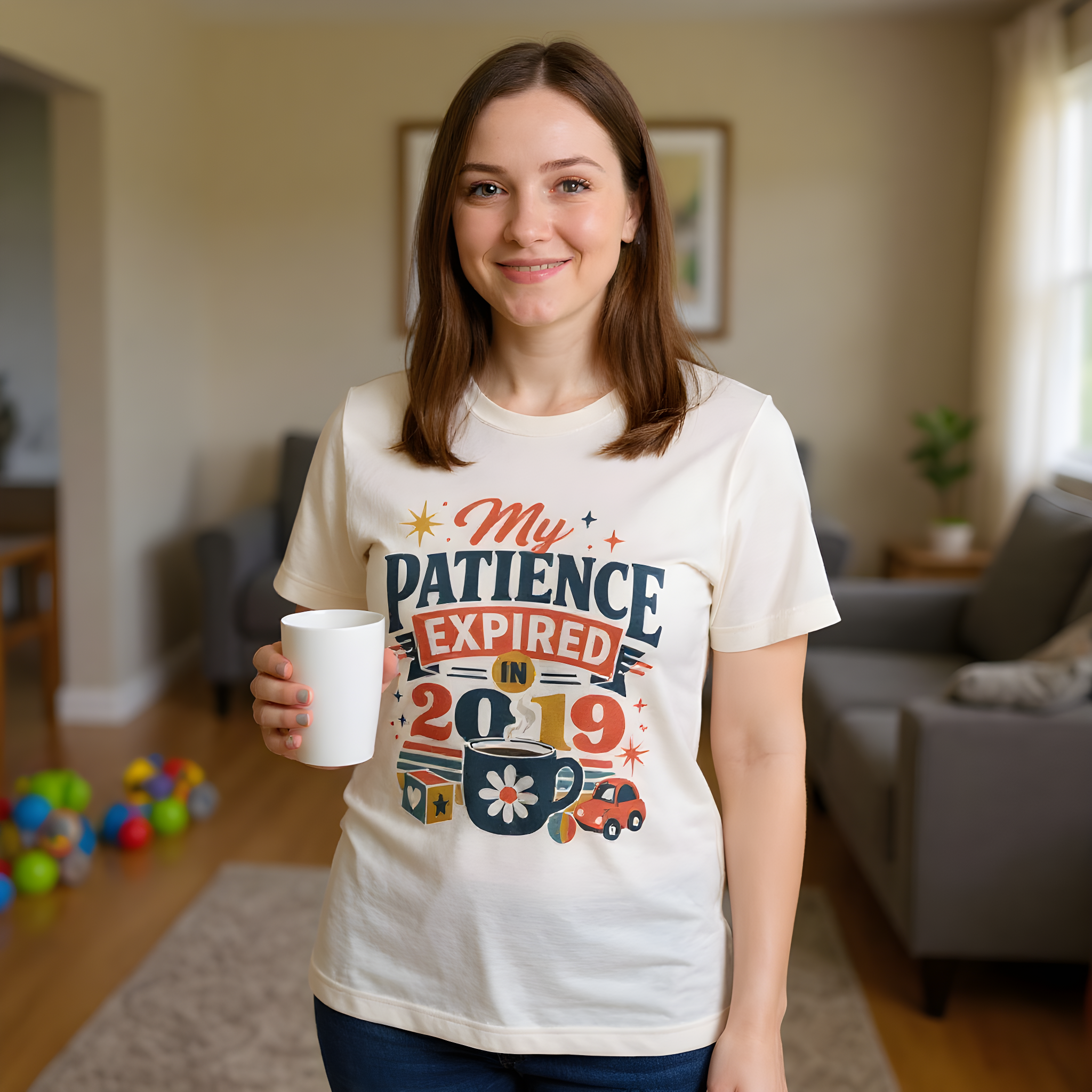 Tired Mom Gift T-Shirt — My Patience Expired in 2019 — mom chaos t-shirt design