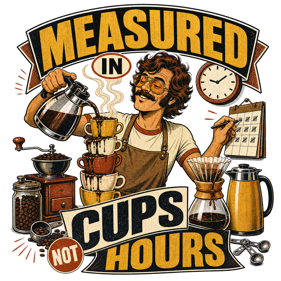 Barista Gift T-Shirt — Measured in Cups Not Hours