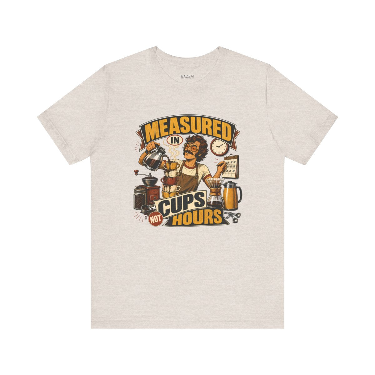 Barista Gift T-Shirt — Measured in Cups Not Hours — coffees t-shirt design