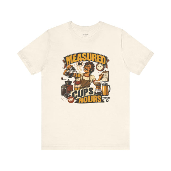 Barista Gift T-Shirt — Measured in Cups Not Hours