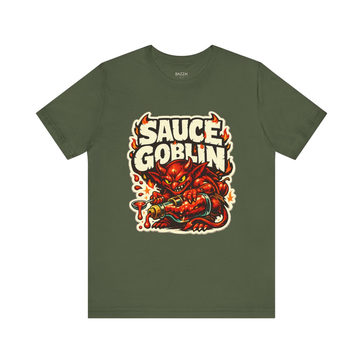 Hot Sauce Humor T-Shirt — Sauce Goblin — t-shirt design by Sol