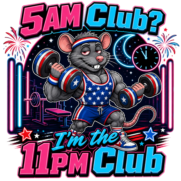 5AM Club? I'm the 11PM Club (Vaporwave Buff Rat)