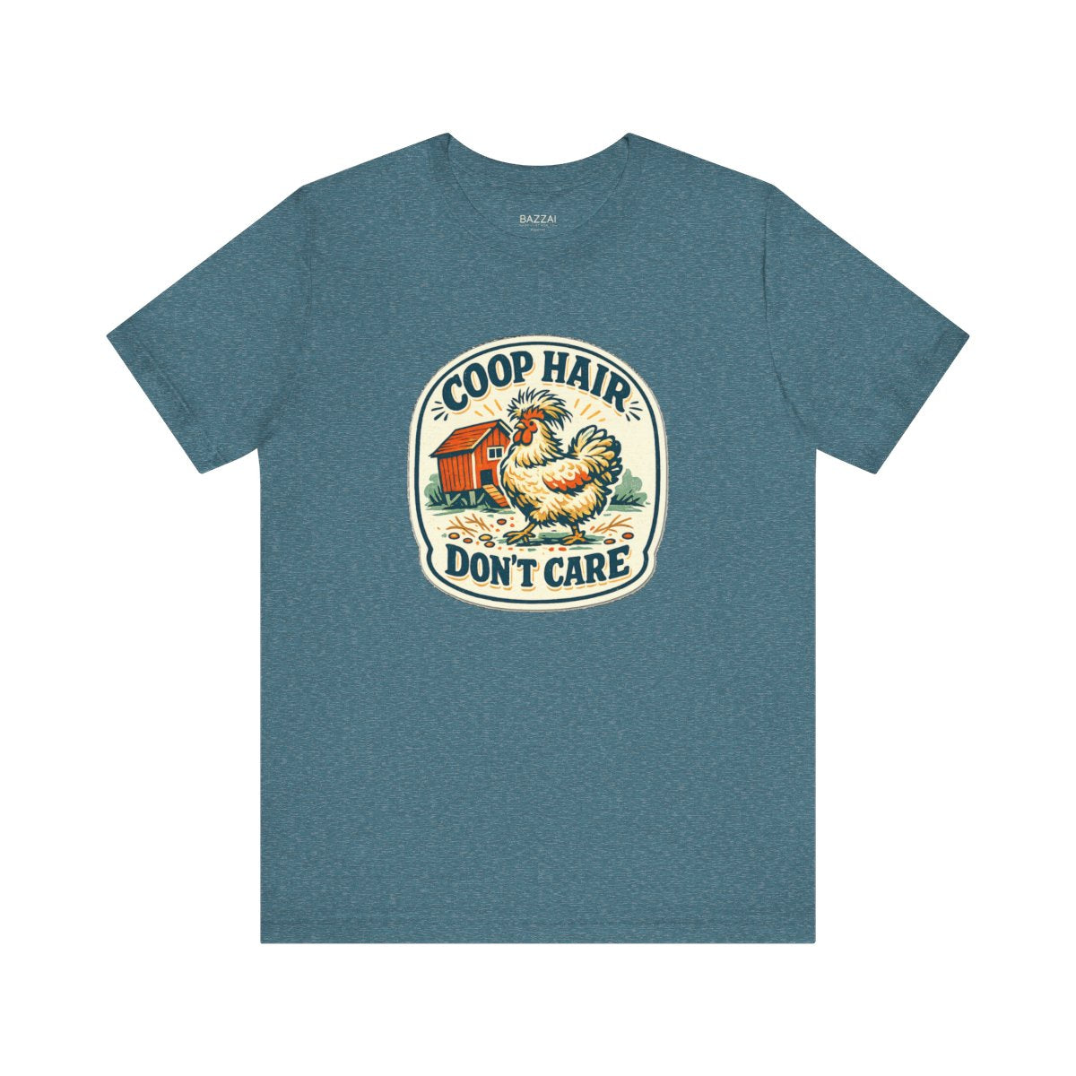 Chicken Mom T-Shirt — Coop Hair, Don’t Care — backyard chicken t-shirt design by June