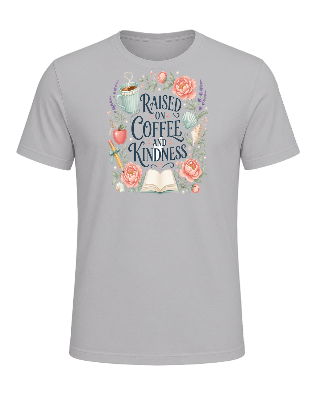 RAISED ON COFFEE AND KINDNESS — Athletic Heather