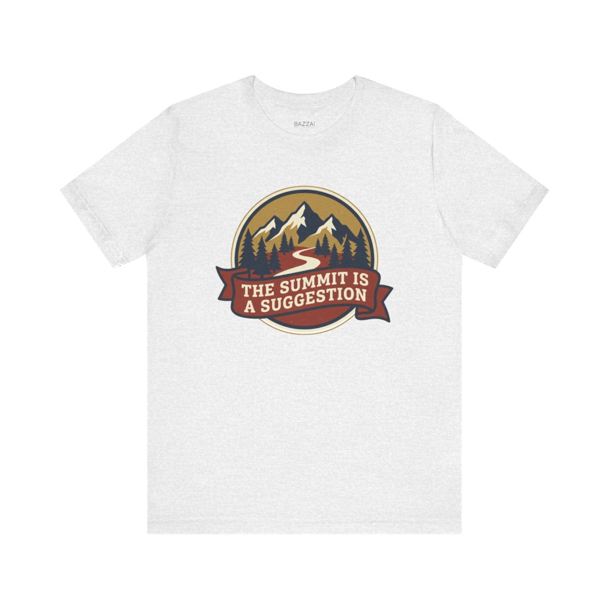 Hiking Humor T-Shirt — The Summit Is a Suggestion — trail t-shirt design