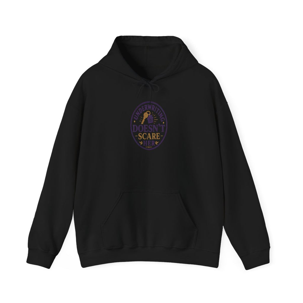UNDERWRITING DOESN'T SCARE HER Hoodie — Black