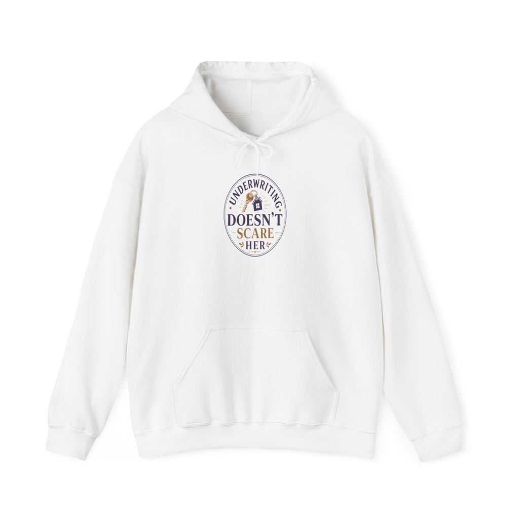 UNDERWRITING DOESN'T SCARE HER Hoodie — White