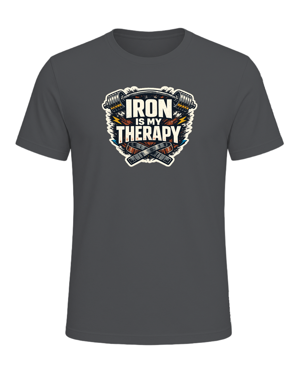 Iron Is My Therapy Tee — Asphalt
