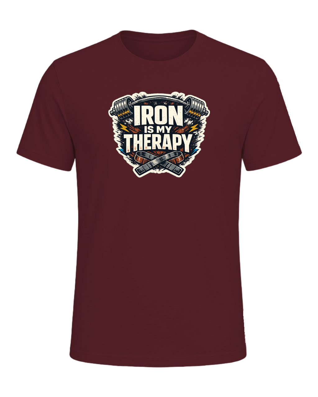 Iron Is My Therapy Tee — Maroon