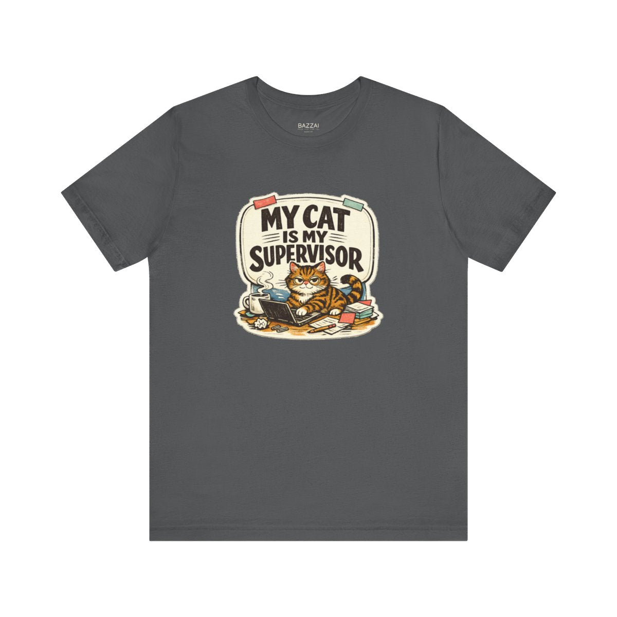 Work from Home Cat T-Shirt — My Cat Is My Supervisor — t-shirt design by Margaux