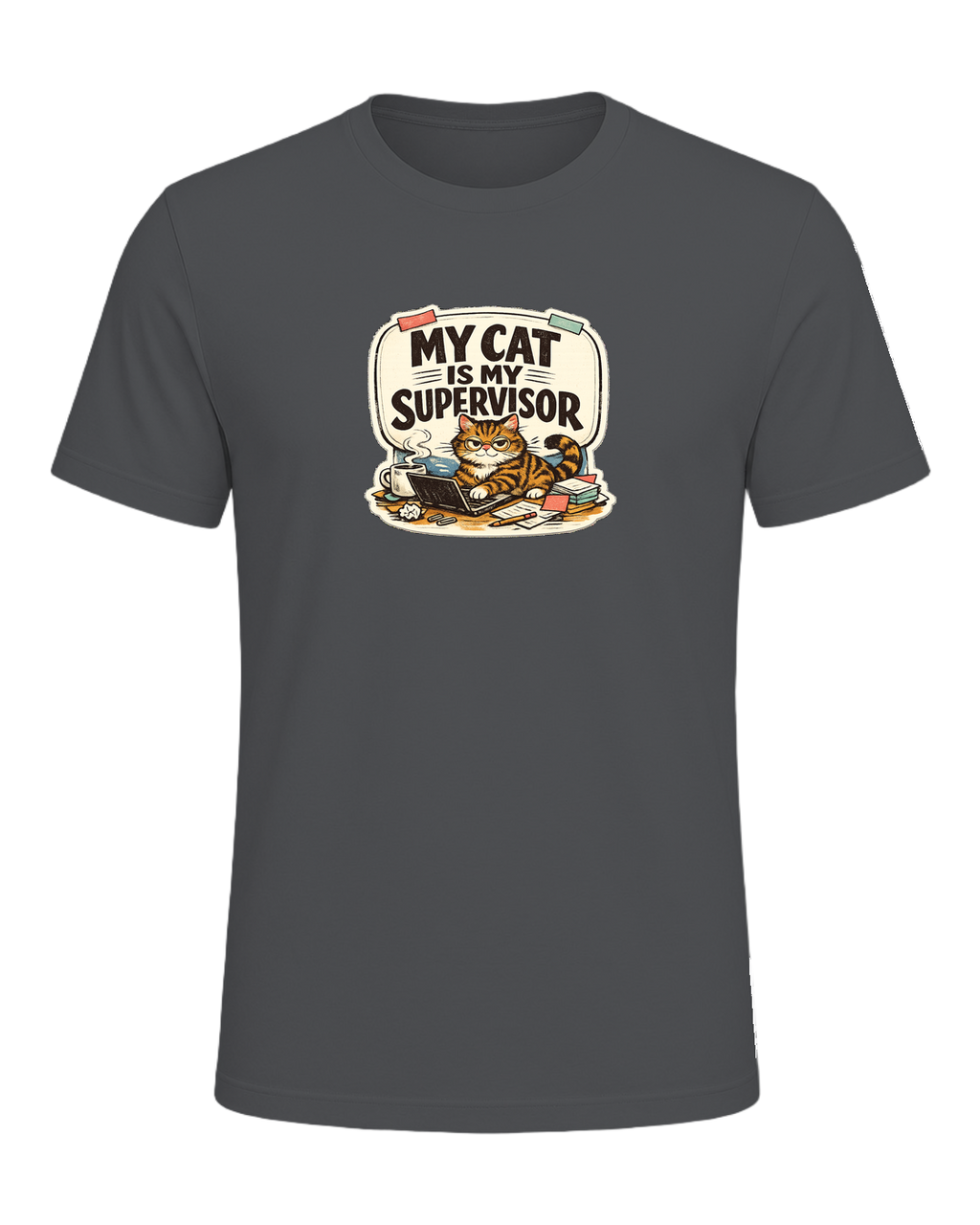 My Cat Is My Supervisor Tee — Asphalt