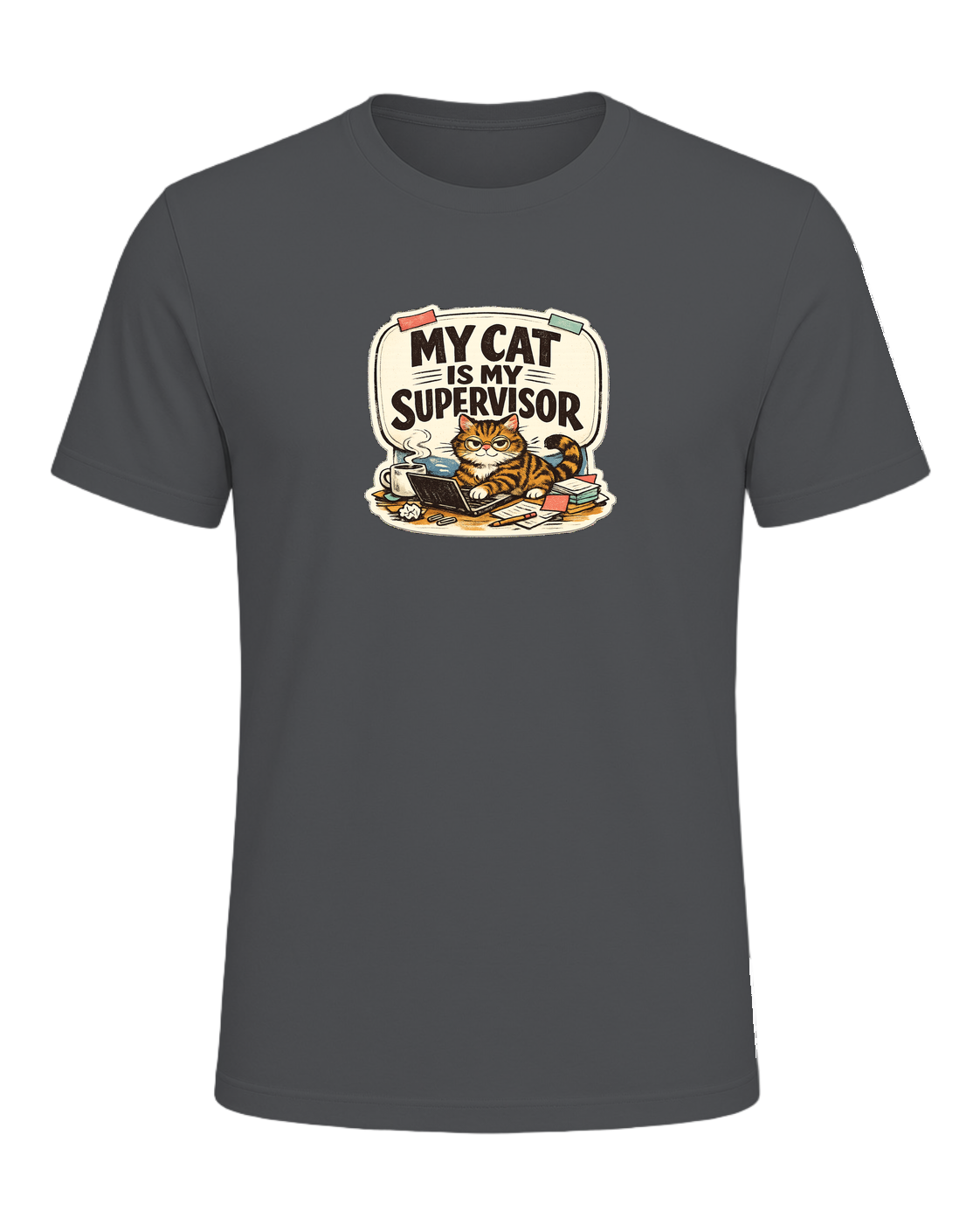 My Cat Is My Supervisor Tee — Asphalt