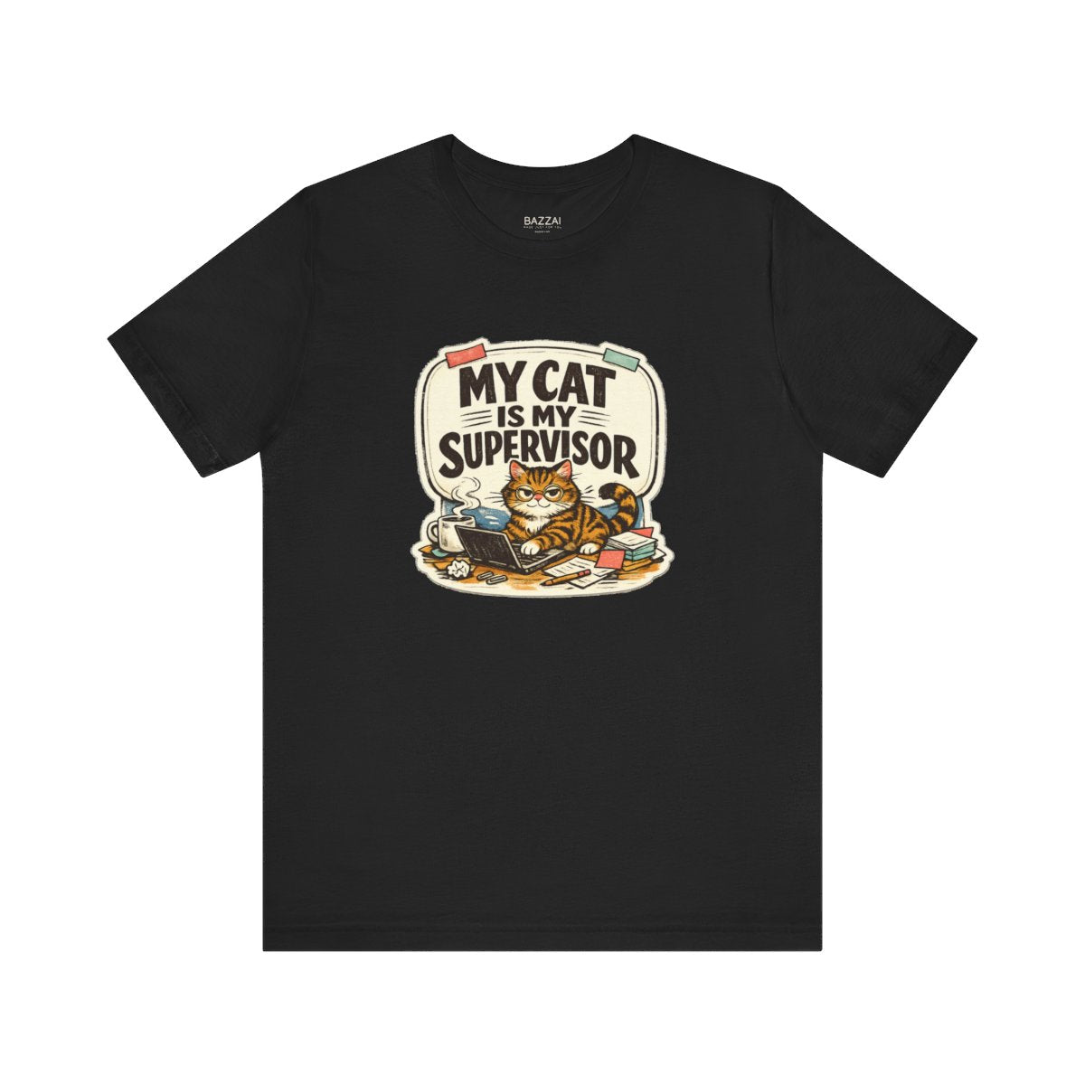 Work from Home Cat T-Shirt — My Cat Is My Supervisor — t-shirt design by Margaux