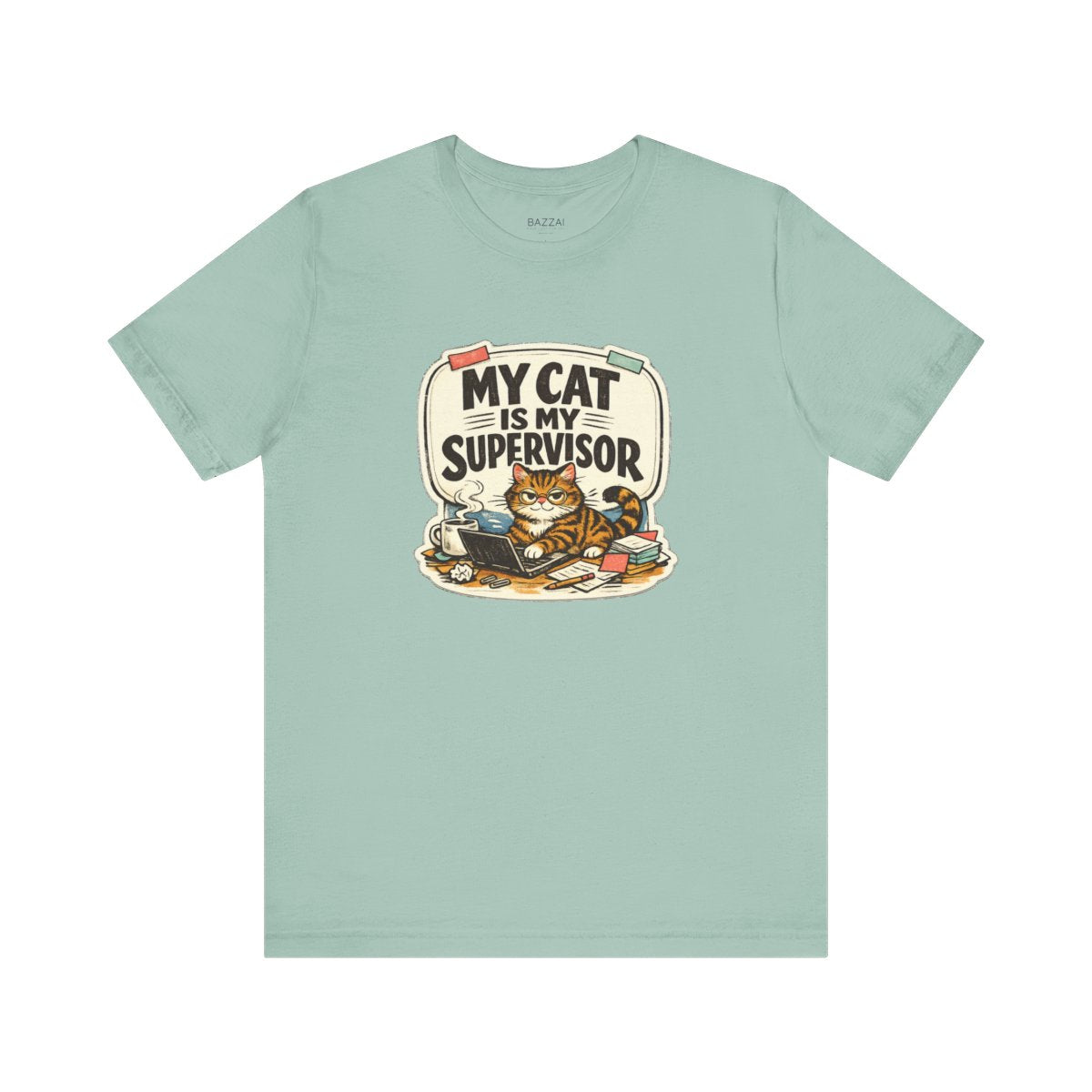 Work from Home Cat T-Shirt — My Cat Is My Supervisor — t-shirt design by Margaux