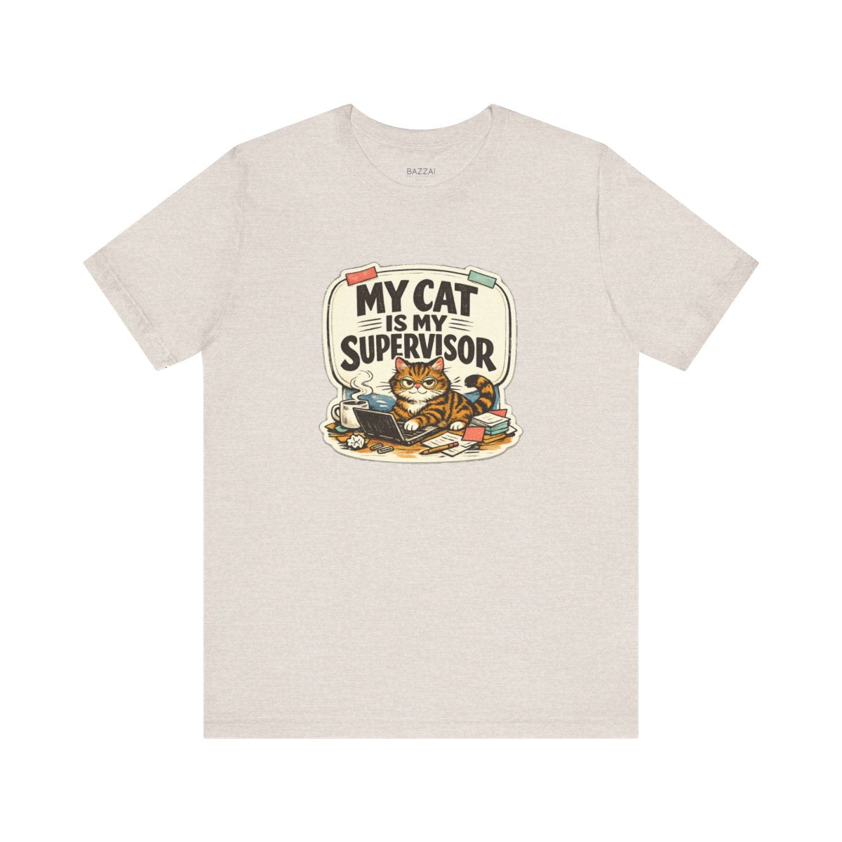 Work from Home Cat T-Shirt — My Cat Is My Supervisor — t-shirt design by Margaux