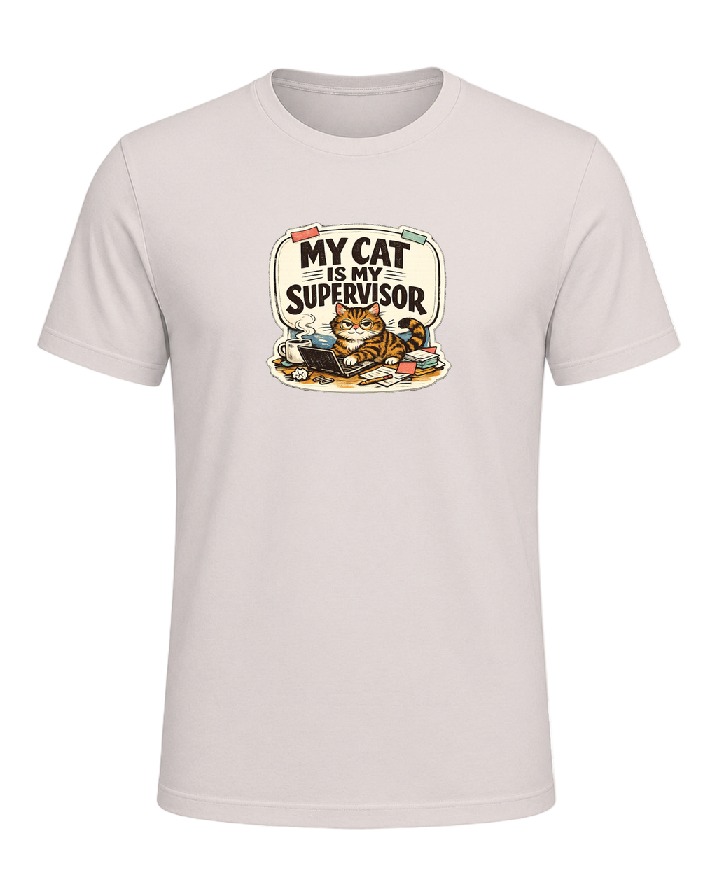 My Cat Is My Supervisor Tee — Heather Dust